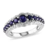 Budget 🥰 Lab Created Created Blue Sapphire Graduated Ring in Sterling Silver by Belk & Co. 🎉