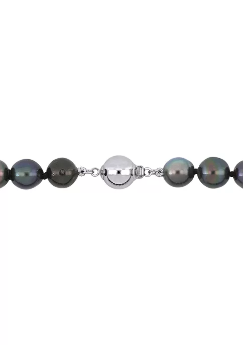 Brand new ⭐ 18" 8-10MM Black Tahitian Cultured Pearl Necklace W/ Silver 9MM Ball Clasp (B Quality) by Belk & Co. 🤩 4 Brand new ⭐ 18" 8-10MM Black Tahitian Cultured Pearl Necklace W/ Silver 9MM Ball Clasp (B Quality) by Belk & Co. 🤩 - Image 4