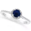 Hot Sale 😀 Sterling Silver 5mm Round Sapphire Diamond Accent Halo Ring by Belk & Co. 👍