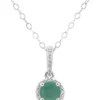 Outlet ✨ Sterling Silver 5mm Round Emerald Diamond Accent Halo Pendant Necklace by Belk & Co. 😍