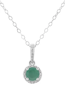 Outlet ✨ Sterling Silver 5mm Round Emerald Diamond Accent Halo Pendant Necklace by Belk & Co. 😍 -DealsBelk & Co. Store Belk 14421