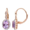 Budget 😀 1.4 ct. t.w. Amethyst, 7/8 ct. t.w. White Topaz, and 1/10 ct. t.w. Diamond Accent Halo Vintage Earrings in 14k Rose Gold by Belk & Co. 👏