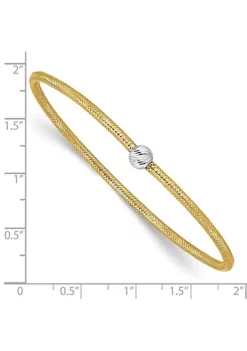 Best deal ⌛ 14K Two Tone Polished with Diamond Cut Bead Stretch Bracelet by Belk & Co. ⌛ -DealsBelk & Co. Store Belk 14454