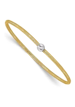 Best deal ⌛ 14K Two Tone Polished with Diamond Cut Bead Stretch Bracelet by Belk & Co. ⌛ -DealsBelk & Co. Store Belk 14455
