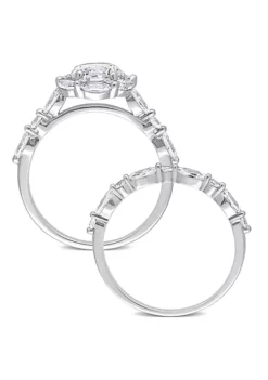 Discount ❤️ Lab Created Created White Sapphire and Diamond Accent Halo Floral Design Bridal Ring Set in 10k White Gold by Belk & Co. 👏 8 Discount ❤️ Lab Created Created White Sapphire and Diamond Accent Halo Floral Design Bridal Ring Set in 10k White Gold by Belk & Co. 👏 -DealsBelk & Co. Store Belk 14470