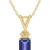 Coupon ⌛ 14K Gold 7x5 Emerald Cut Tanzanite Diamond Accent Pendant by Belk & Co. 👏