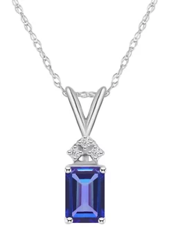 Coupon ⌛ 14K Gold 7x5 Emerald Cut Tanzanite Diamond Accent Pendant by Belk & Co. 👏 -DealsBelk & Co. Store Belk 14489