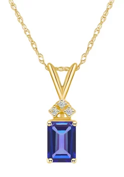 Coupon ⌛ 14K Gold 7x5 Emerald Cut Tanzanite Diamond Accent Pendant by Belk & Co. 👏 -DealsBelk & Co. Store Belk 14490