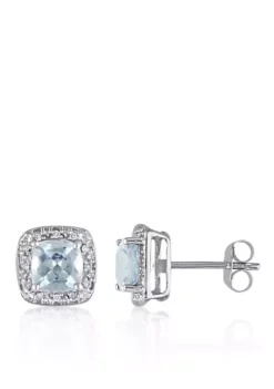 Wholesale 😍 10k White Gold Aquamarine and Diamond Stud Earrings by Belk & Co. 👍 -DealsBelk & Co. Store Belk 14493