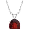 Buy 🎁 Sterling Silver 10x8mm Oval Garnet Pendant Necklace by Belk & Co. ⌛