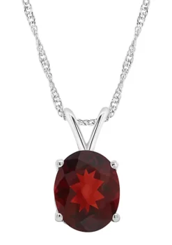 Buy 🎁 Sterling Silver 10x8mm Oval Garnet Pendant Necklace by Belk & Co. ⌛ -DealsBelk & Co. Store Belk 14498
