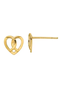 Promo 👍 14K Yellow Gold Heart Post Earrings by Belk & Co. ⭐