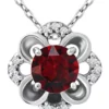 Cheap 🥰 Garnet and White Topaz Flower Necklace, Sterling Silver by Belk & Co. ✔️