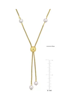 Hot Sale 💯 6-7mm Cultured Freshwater Pearl Tassel Necklace in 18k Yellow Gold Plated Sterling Silver by Belk & Co. 🛒 -DealsBelk & Co. Store Belk 14543