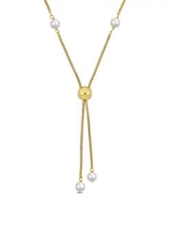 Hot Sale 💯 6-7mm Cultured Freshwater Pearl Tassel Necklace in 18k Yellow Gold Plated Sterling Silver by Belk & Co. 🛒 -DealsBelk & Co. Store Belk 14545