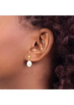 Discount 🛒 14K Yellow Gold 7-8mm White Rice Freshwater Cultured Pearl Dangle Post Earrings by Belk & Co. 🌟 -DealsBelk & Co. Store Belk 14564