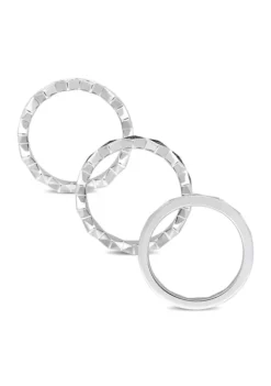 Best Sale ✨ Lab Created 1-3/8 CT TGW Created Blue Sapphire and Created White Sapphire Zig Zag Stackable Ring Set in Sterling Silver with Black Rhodium Plating by Belk & Co. 🎁 -DealsBelk & Co. Store Belk 14589