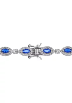 Best reviews of ❤️ Lab Created 9.47 ct. t.g.w. Created Blue and White Sapphire Oval Halo Tennis Bracelet in Plated Sterling Silver by Belk & Co. ❤️ -DealsBelk & Co. Store Belk 14612