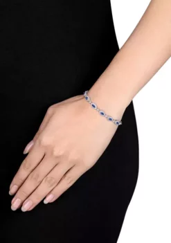 Best reviews of ❤️ Lab Created 9.47 ct. t.g.w. Created Blue and White Sapphire Oval Halo Tennis Bracelet in Plated Sterling Silver by Belk & Co. ❤️ -DealsBelk & Co. Store Belk 14613