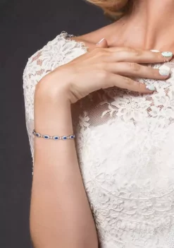 Best reviews of ❤️ Lab Created 9.47 ct. t.g.w. Created Blue and White Sapphire Oval Halo Tennis Bracelet in Plated Sterling Silver by Belk & Co. ❤️ -DealsBelk & Co. Store Belk 14614