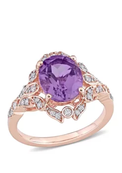 Deals 🧨 2.2 ct. t.w. Amethyst and 1/5 ct. t.w. Diamond Vintage Ring in 14K Rose Gold by Belk & Co. 🛒