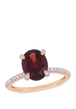 Promo 😍 2.88 ct. t.w. Garnet and 1/10 ct. t.w. Diamond Oval Ring in 10k Rose Gold by Belk & Co. 🎁