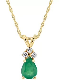Best deal ⌛ 14K Gold 7x5 Pear Shape Emerald Diamond Accent Pendant by Belk & Co. 🔔