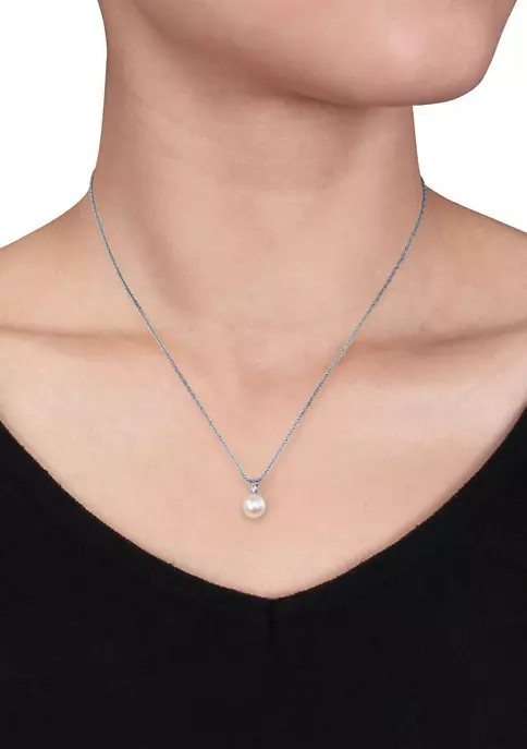 Best Sale ✨ 7-7.5mm Cultured Freshwater Pearl and Diamond Accent Pendant with Chain in 14k White Gold by Belk & Co. 💯 2 Best Sale ✨ 7-7.5mm Cultured Freshwater Pearl and Diamond Accent Pendant with Chain in 14k White Gold by Belk & Co. 💯 - Image 2