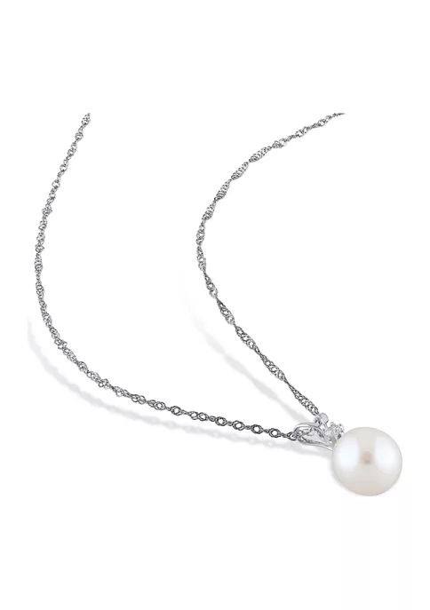 Best Sale ✨ 7-7.5mm Cultured Freshwater Pearl and Diamond Accent Pendant with Chain in 14k White Gold by Belk & Co. 💯 3 Best Sale ✨ 7-7.5mm Cultured Freshwater Pearl and Diamond Accent Pendant with Chain in 14k White Gold by Belk & Co. 💯 - Image 3