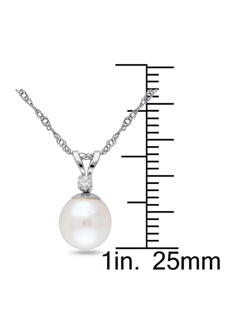 Best Sale ✨ 7-7.5mm Cultured Freshwater Pearl and Diamond Accent Pendant with Chain in 14k White Gold by Belk & Co. 💯 4 Best Sale ✨ 7-7.5mm Cultured Freshwater Pearl and Diamond Accent Pendant with Chain in 14k White Gold by Belk & Co. 💯 - Image 4