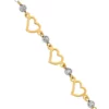 Best Sale ⭐ 14K Two Tone Oval Link Diamond Cut Beads and Heart 7.5 Inch Bracelet by Belk & Co. ✔️