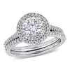 Cheapest 🎉 Lab Created 1 CT DEW Created Moissanite and 1/2 CT TW Diamond Bridal Set in 14k White Gold by Belk & Co. 🤩