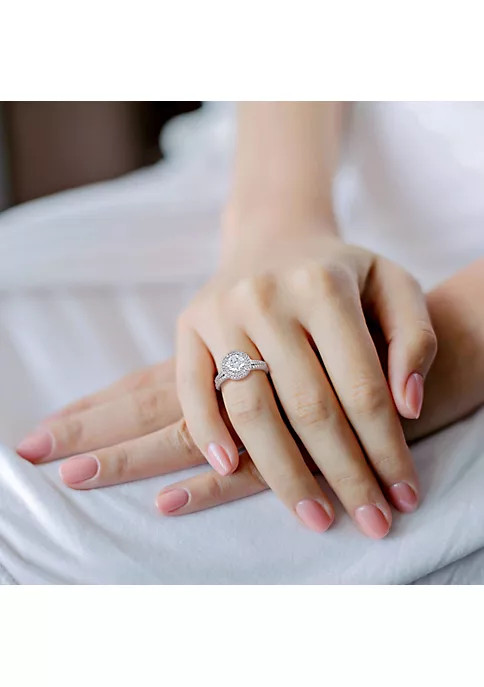 Cheapest 🎉 Lab Created 1 CT DEW Created Moissanite and 1/2 CT TW Diamond Bridal Set in 14k White Gold by Belk & Co. 🤩 5 Cheapest 🎉 Lab Created 1 CT DEW Created Moissanite and 1/2 CT TW Diamond Bridal Set in 14k White Gold by Belk & Co. 🤩 - Image 5