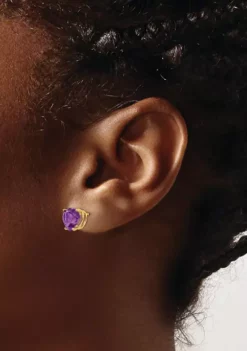Discount 🎉 3.3 ct. t.w. Amethyst 8mm Heart Earrings in 14K Yellow Gold by Belk & Co. 😀 -DealsBelk & Co. Store Belk 14663