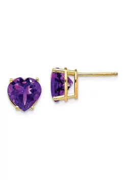 Discount 🎉 3.3 ct. t.w. Amethyst 8mm Heart Earrings in 14K Yellow Gold by Belk & Co. 😀 -DealsBelk & Co. Store Belk 14665