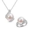 Best deal ✔️ 2-Piece Set of 12-12.5MM Freshwater Cultured Pearl and 1/6 ct. t.w. Diamond Ring and Pendant with Chain in Sterling Silver by Belk & Co. ✔️