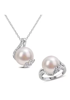 Best deal ✔️ 2-Piece Set of 12-12.5MM Freshwater Cultured Pearl and 1/6 ct. t.w. Diamond Ring and Pendant with Chain in Sterling Silver by Belk & Co. ✔️ 11 Best deal ✔️ 2-Piece Set of 12-12.5MM Freshwater Cultured Pearl and 1/6 ct. t.w. Diamond Ring and Pendant with Chain in Sterling Silver by Belk & Co. ✔️ -DealsBelk & Co. Store Belk 14672