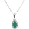Cheapest 🎁 Sterling Silver 6x4mm Oval Emerald Diamond Accent Halo Pendant Necklace by Belk & Co. 🧨