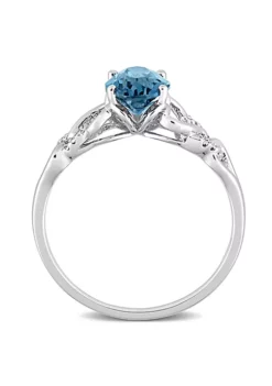New 🎉 Oval London Blue Topaz and Diamond Accent Link Ring in 10k White Gold by Belk & Co. ⌛ -DealsBelk & Co. Store Belk 14710