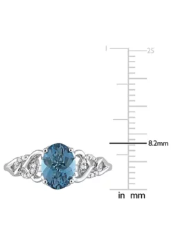 New 🎉 Oval London Blue Topaz and Diamond Accent Link Ring in 10k White Gold by Belk & Co. ⌛ -DealsBelk & Co. Store Belk 14711