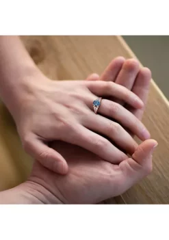 New 🎉 Oval London Blue Topaz and Diamond Accent Link Ring in 10k White Gold by Belk & Co. ⌛ -DealsBelk & Co. Store Belk 14712