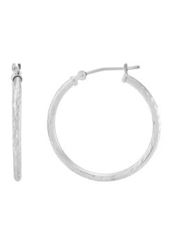 Outlet 👍 Diamond Cut Hoop Earrings in 14K White Gold by Belk & Co. 🔔 -DealsBelk & Co. Store Belk 1472