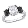 Brand new ⌛ 2 ct. t.w. Created Moissanite and 1 ct. t.w. Black Diamond Oval 3-Stone Ring in 10K White Gold by Belk & Co. 🤩