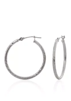 Outlet 👍 Diamond Cut Hoop Earrings in 14K White Gold by Belk & Co. 🔔 -DealsBelk & Co. Store Belk 1473