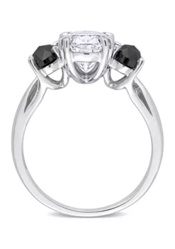 Brand new ⌛ 2 ct. t.w. Created Moissanite and 1 ct. t.w. Black Diamond Oval 3-Stone Ring in 10K White Gold by Belk & Co. 🤩 -DealsBelk & Co. Store Belk 14731