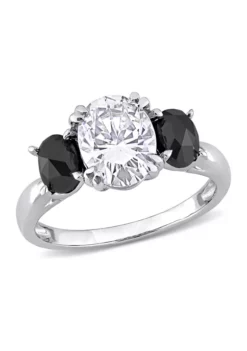 Brand new ⌛ 2 ct. t.w. Created Moissanite and 1 ct. t.w. Black Diamond Oval 3-Stone Ring in 10K White Gold by Belk & Co. 🤩 -DealsBelk & Co. Store Belk 14735