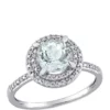 Budget 🥰 1 1/7 ct. t.w. Aquamarine and 1/10 ct. t.w. Diamond Halo Engagement Ring by Belk & Co. 🔥
