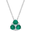 Best Sale ✔️ Lab Created Created Emerald and Created White Sapphire Pendant with Chain in Sterling Silver by Belk & Co. 👍