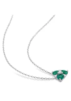 Best Sale ✔️ Lab Created Created Emerald and Created White Sapphire Pendant with Chain in Sterling Silver by Belk & Co. 👍 -DealsBelk & Co. Store Belk 14757