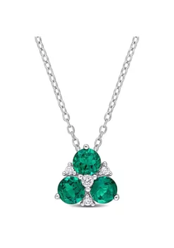 Best Sale ✔️ Lab Created Created Emerald and Created White Sapphire Pendant with Chain in Sterling Silver by Belk & Co. 👍 -DealsBelk & Co. Store Belk 14759